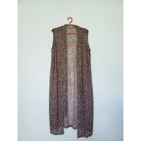 Cato Sweaters - Cato C Est 1946 Womens Plus 18/20W Duster Cardigan Sleeveless Boho Green Floral